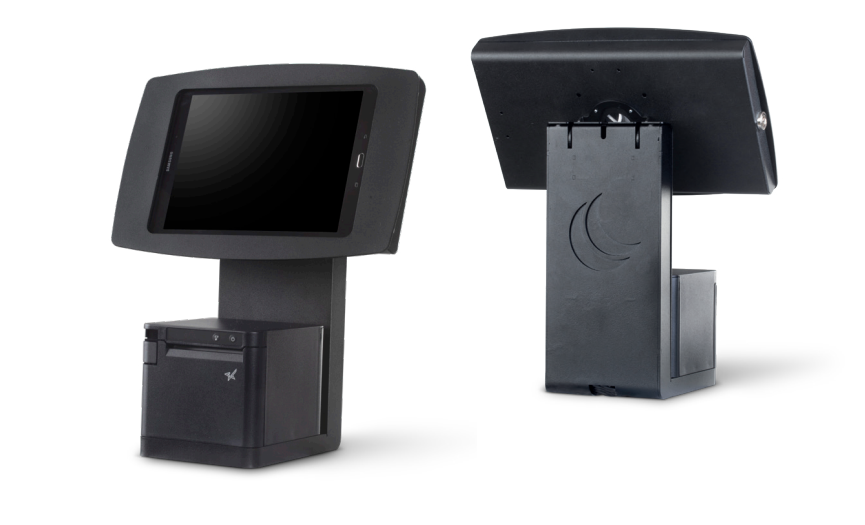 Tablet holder with integrated printer station