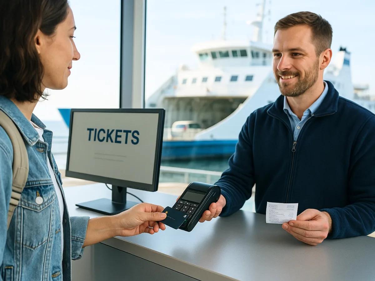 Card payment at a ticket counter