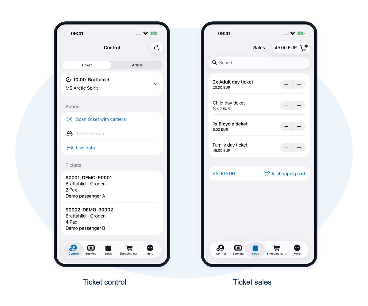 Travelmanager iPhone ticket control and sales views