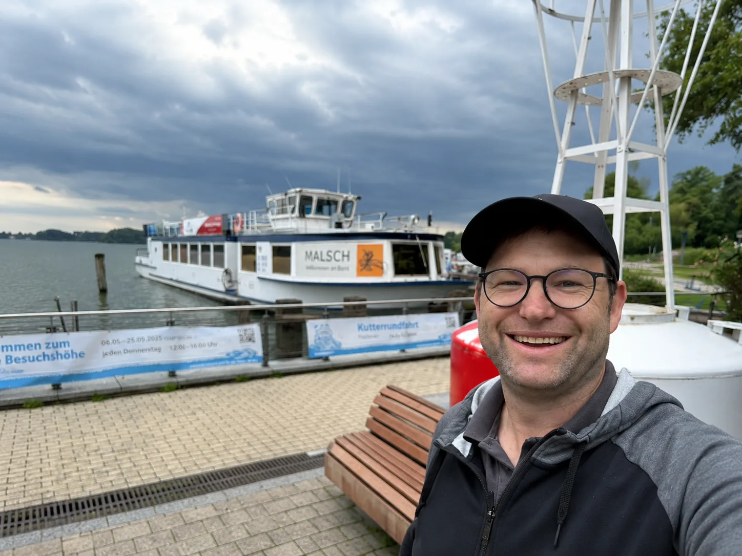 Philipp St&auml;bler beside a ferry